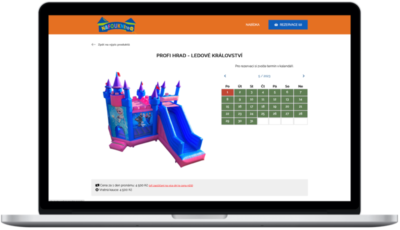 Rezervační systém pro půjčovnu skákacích hradů - 'ukázka'